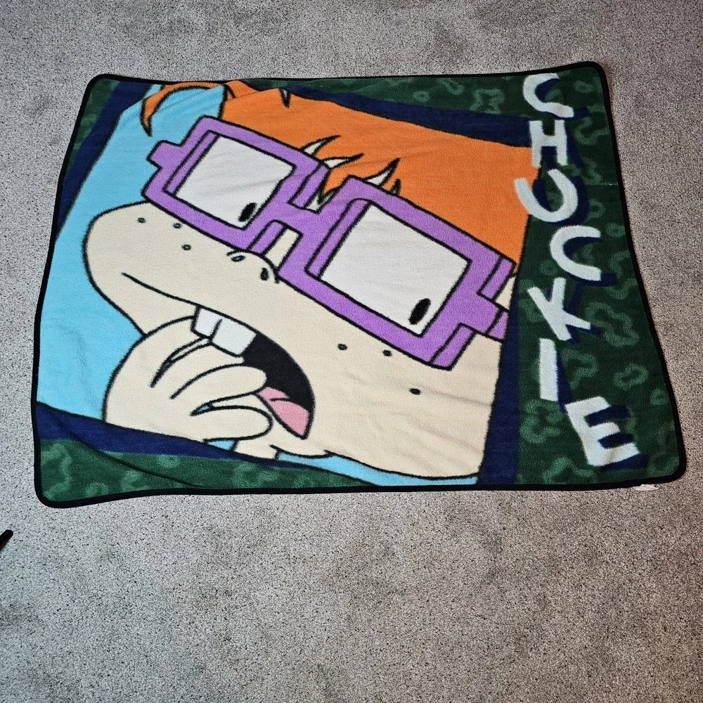 Vintage Rare 1998 Rugrats Fleece Throw Blanket ~ CHUCKIE 90's Nickelodeon 50x60